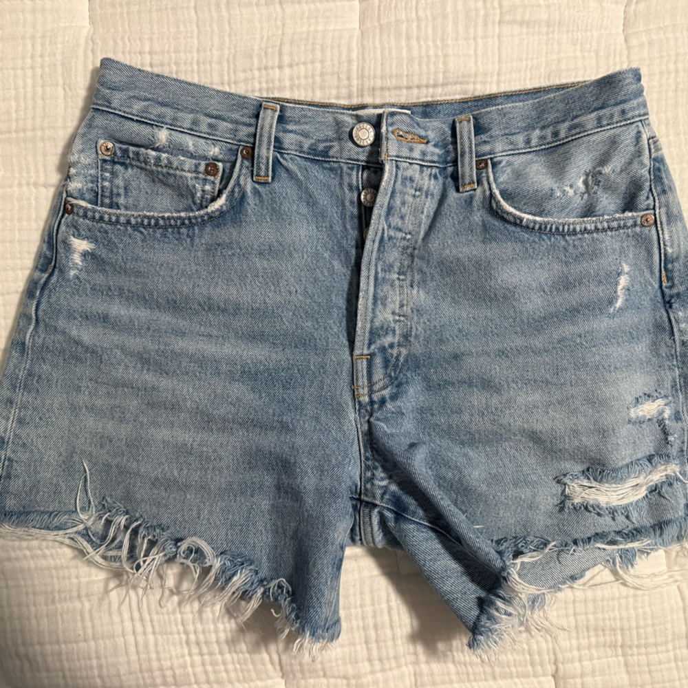 Agolde Parker long cutoff denim short size 28